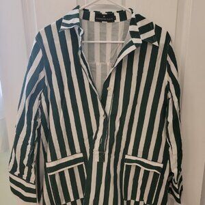 Pomander Place for Tuckernuck Green Stripe Shirt Dress with Pockets